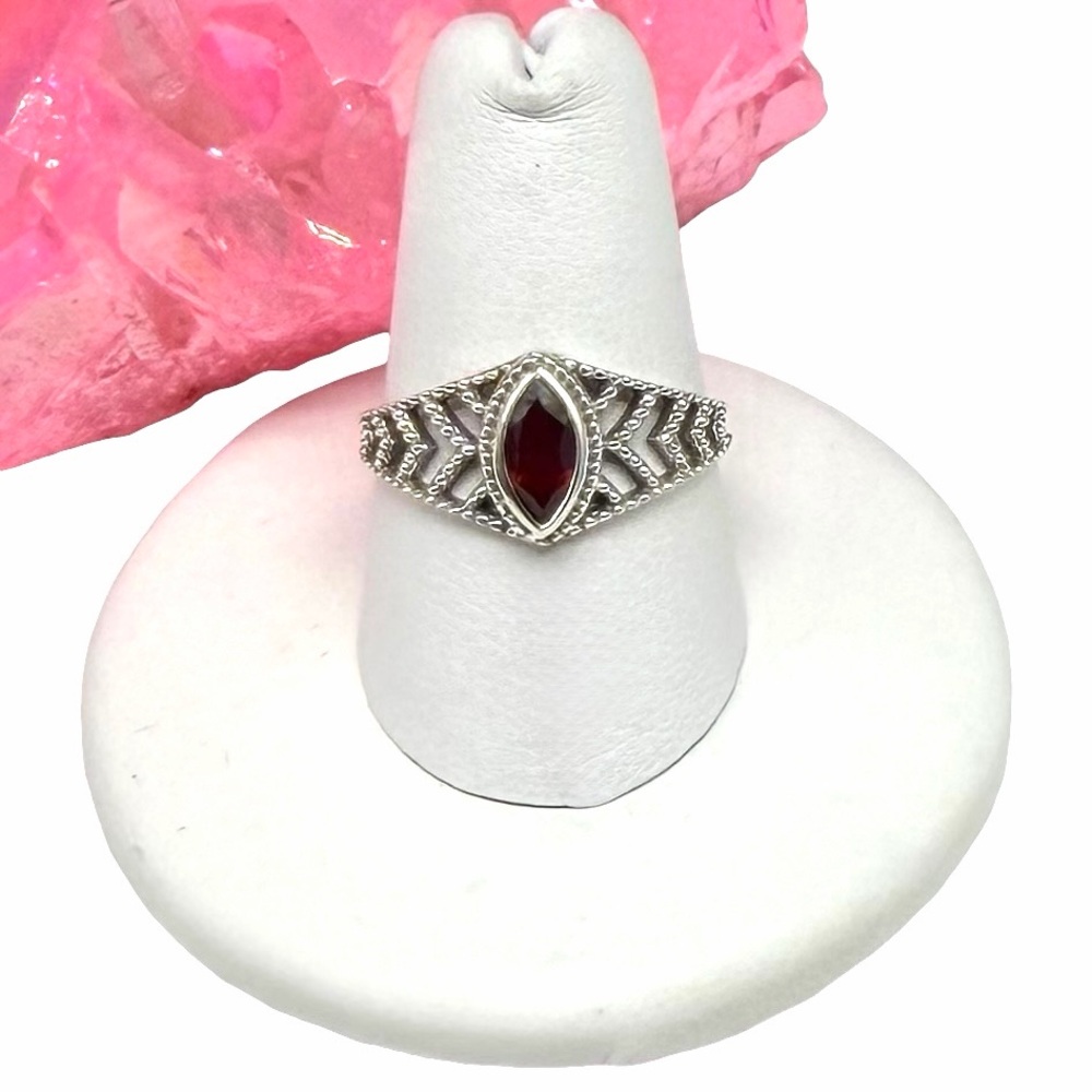 Hessonite Garnet Ring Size 8 Solid 925 Sterling S… - image 1